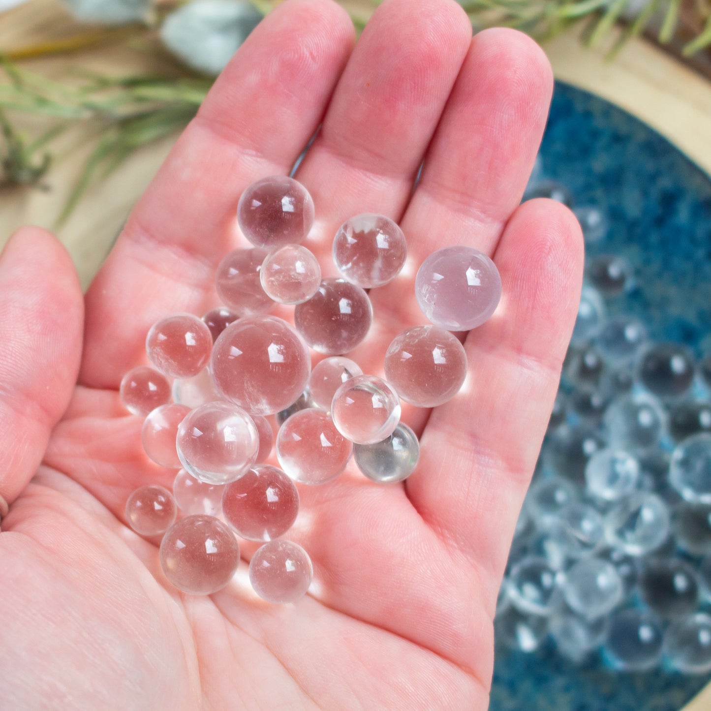 6 Clear Quartz Crystal Mini Spheres, 5-10mm