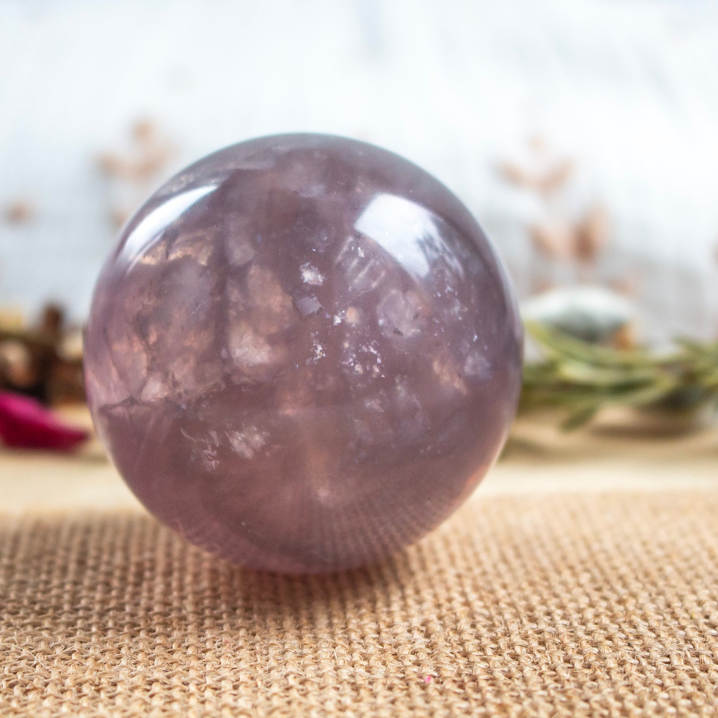 Purple Fluorite With Mica Sphere, Rare Crystal, 60mm