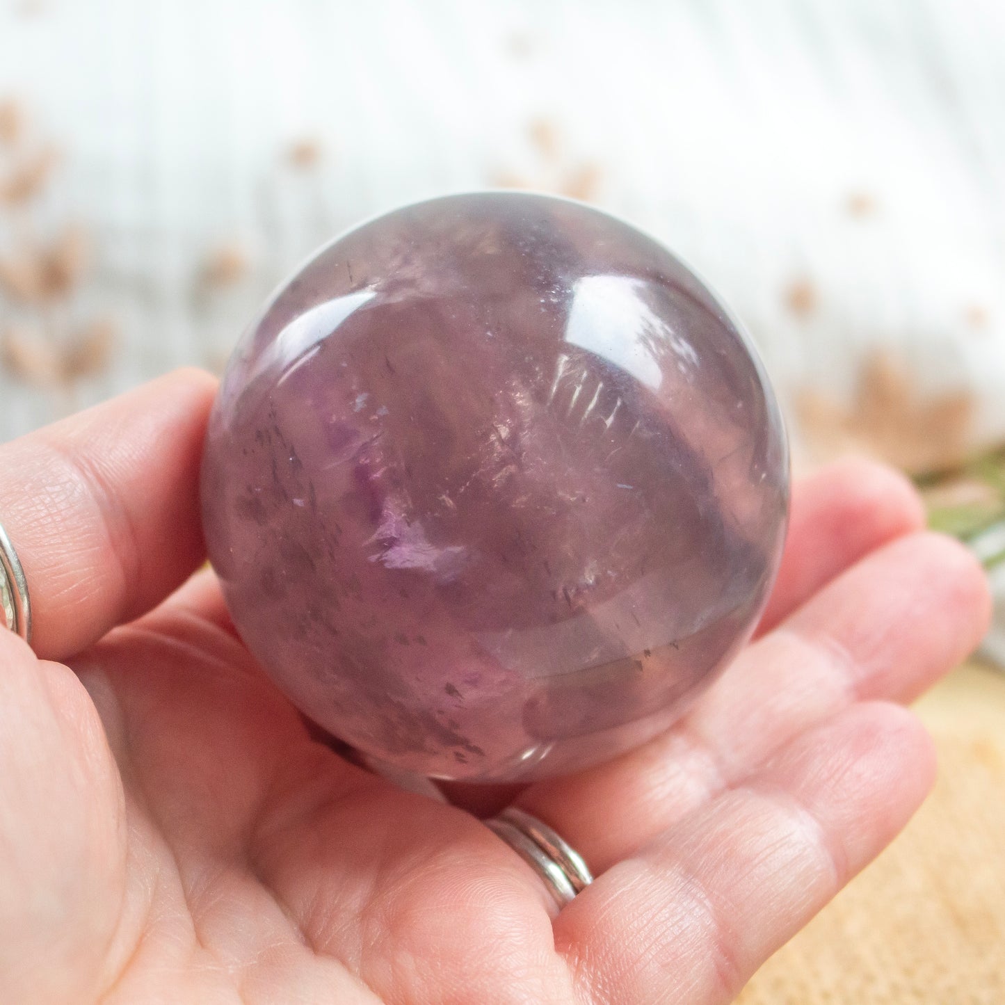 Purple Fluorite With Mica Sphere, Rare Crystal, 60mm