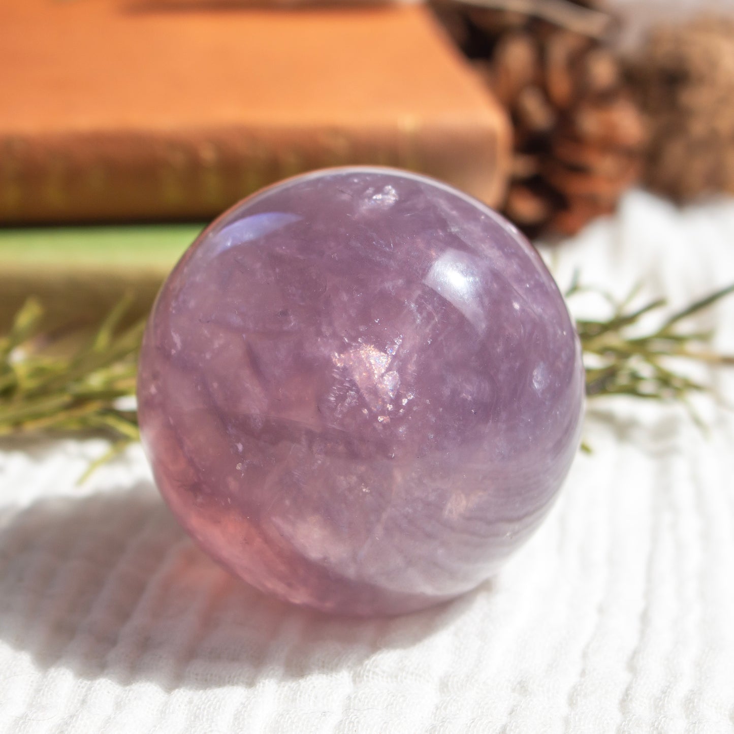 Purple Fluorite With Mica Sphere, Rare Crystal, 55mm