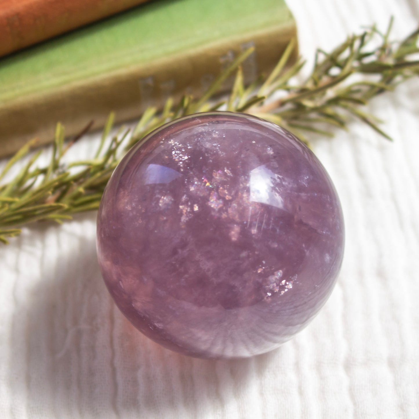 Purple Fluorite With Mica Sphere, Rare Crystal, 55mm