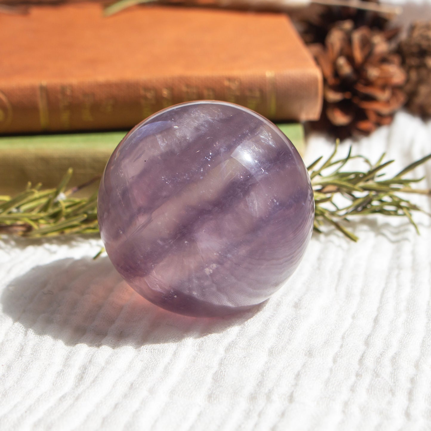Purple Fluorite With Mica Sphere, Rare Crystal, 50mm