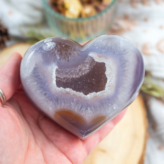 Natural Druzy Agate Crystal Heart, 9cm