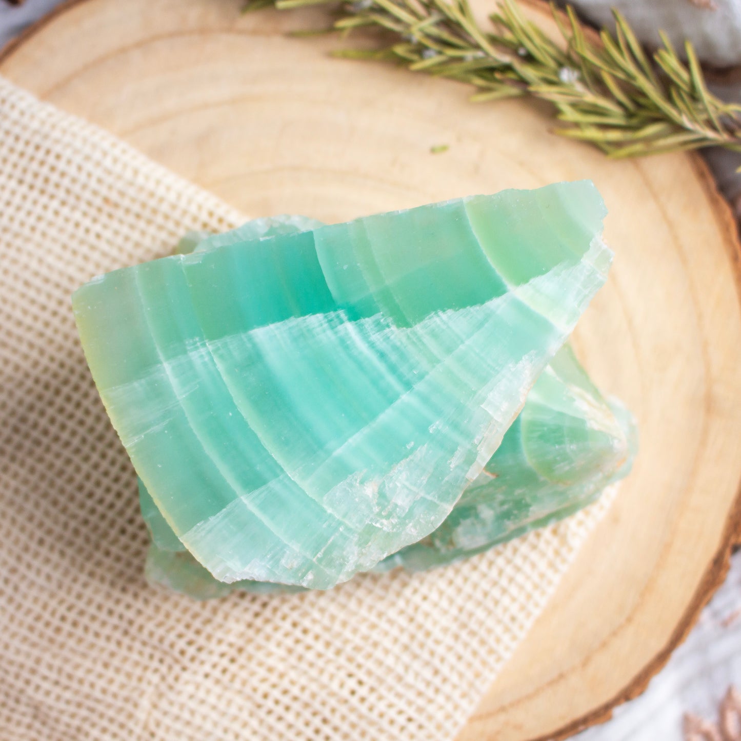 Banded Green Calcite Slice | Pistachio Calcite Slab