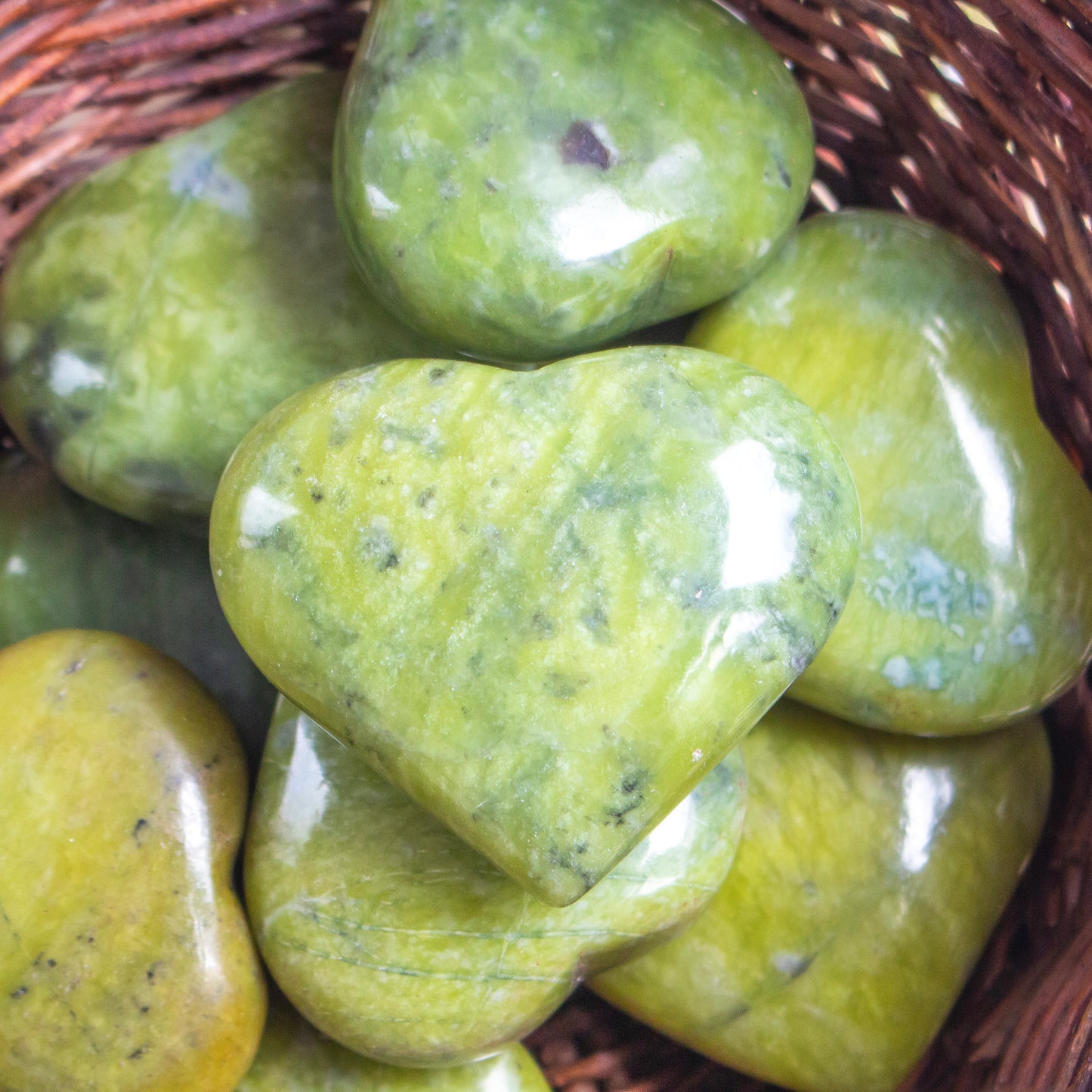Green Serpentine Crystal Heart