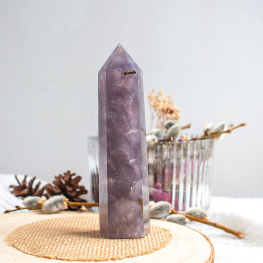 Purple Fluorite With Mica Tower, Rare Crystal, 14cm