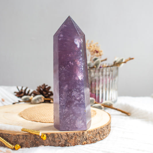 Purple Fluorite With Mica Tower, Rare Crystal, 14.5cm