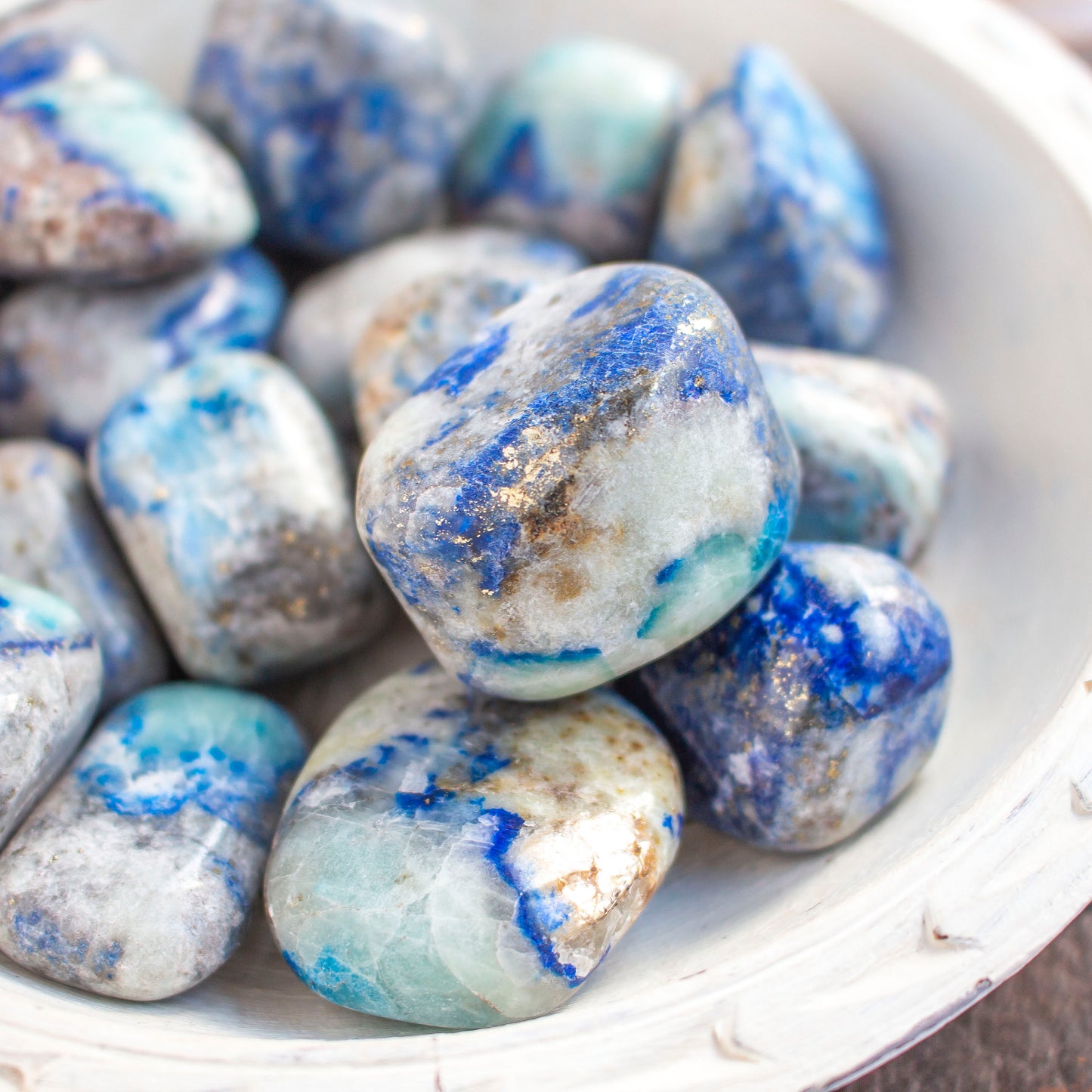 Hackmanite, Pyrite, Quartz, Granite, Lapis Lazuli Tumblestone | Mixed Mineral Crystal | UV Reactive Stone