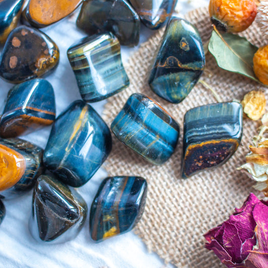 Variegated Tiger's Eye Tumblestone | Gold And Blue Tiger's Eye Crystal