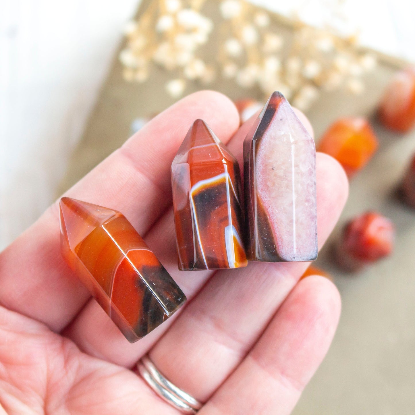 Red Banded Agate Crystal Mini Tower Point