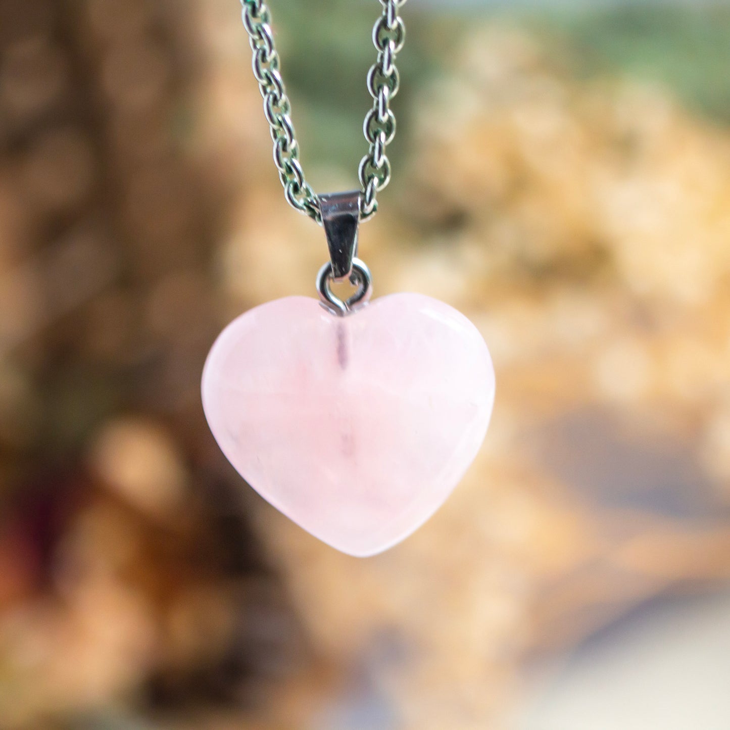 Rose Quartz Crystal Heart Pendant
