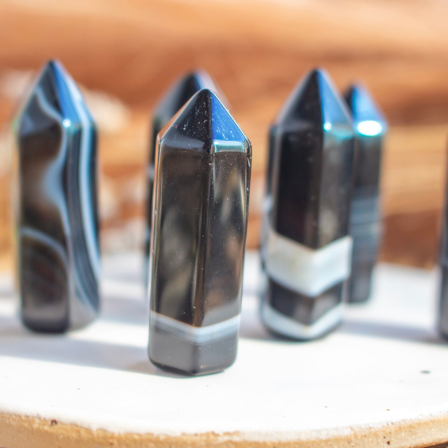 Black Banded Agate Crystal Mini Tower Point