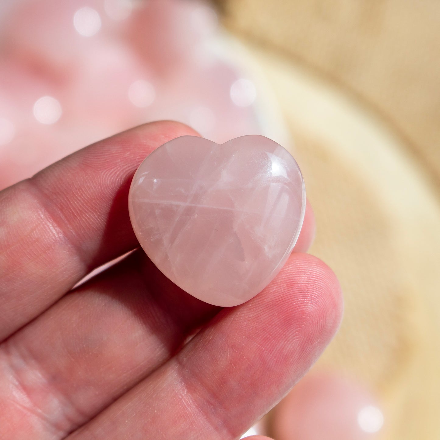 Small Rose Quartz Heart | Rose Quartz Crystal Pocket Stone