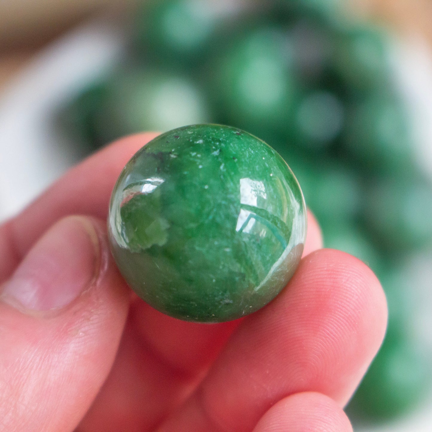 Dark Nephrite Jade Crystal Mini Sphere | Small Nephrite Ball