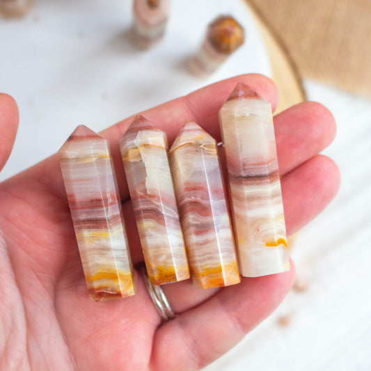 Pink Banded Onyx Tower | Banded Pink Onyx Point