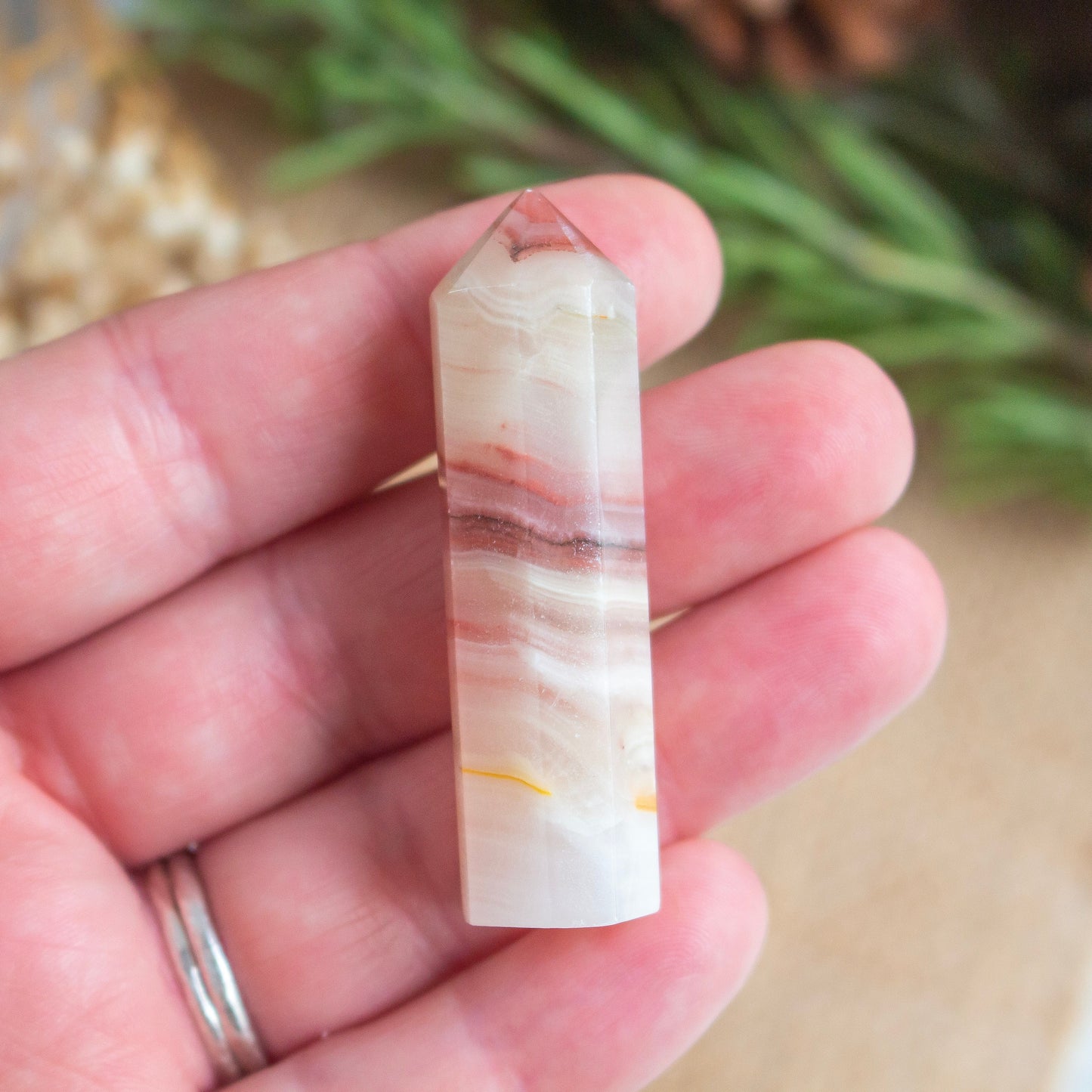 Pink Banded Onyx Tower | Banded Pink Onyx Point