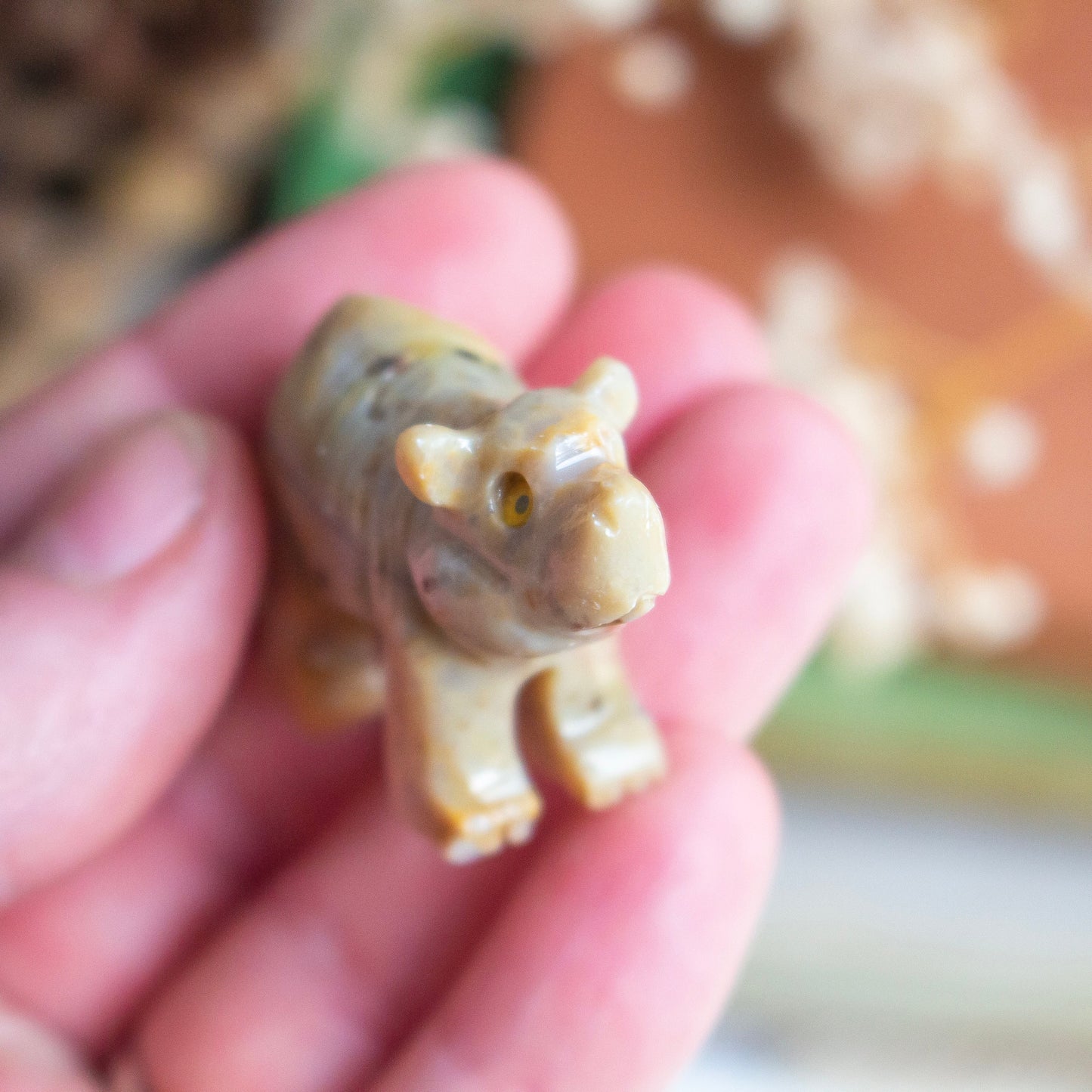 Soapstone Bear Carving | Carved Soapstone Crystal Bear