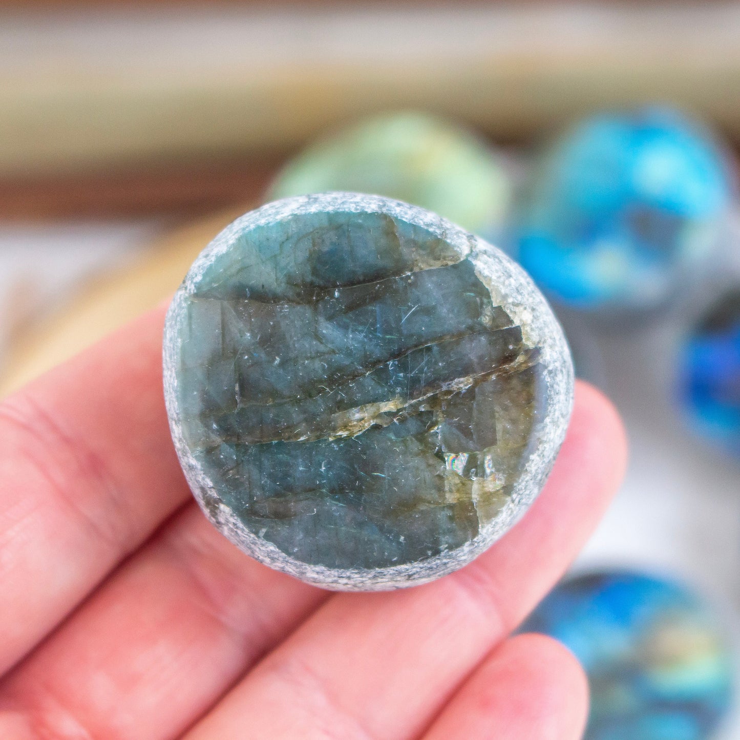 Blue Labradorite Crystal Ema Egg | Polished Labradorite Dragon Egg