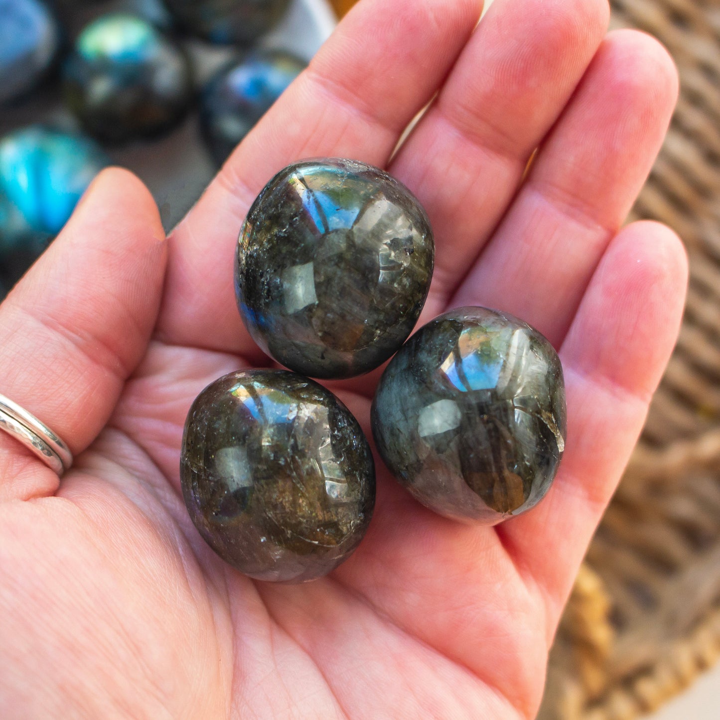 Blue Labradorite Crystal Stress Ball | Labradorite XL Tumblestone