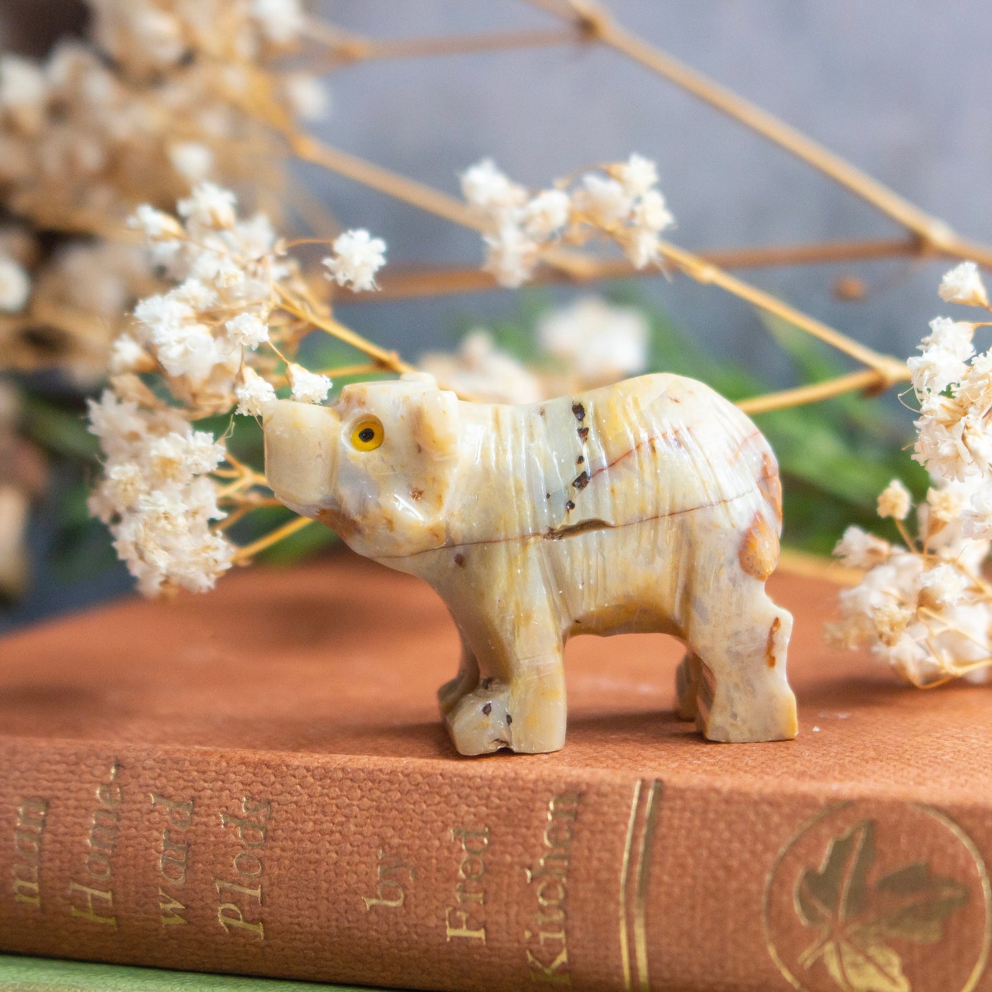Soapstone Bear Carving | Carved Soapstone Crystal Bear