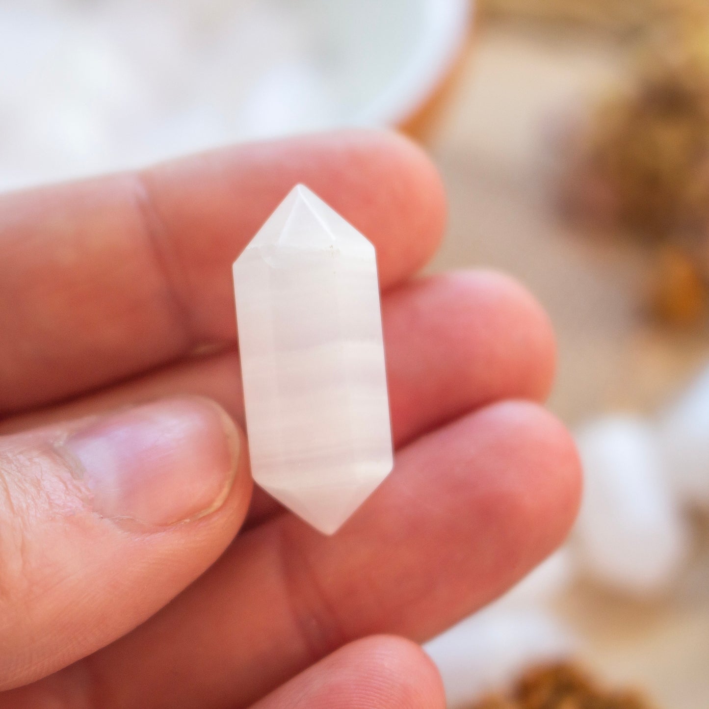 Mangano Calcite Crystal Double Terminated Mini Point
